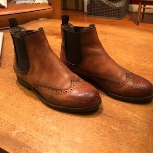 H London Asta Leather Brogue Chelsea Boots